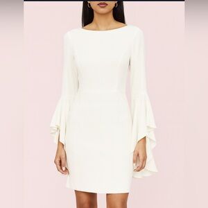 H Halston Ruffled Bell Sleeve SheathDress